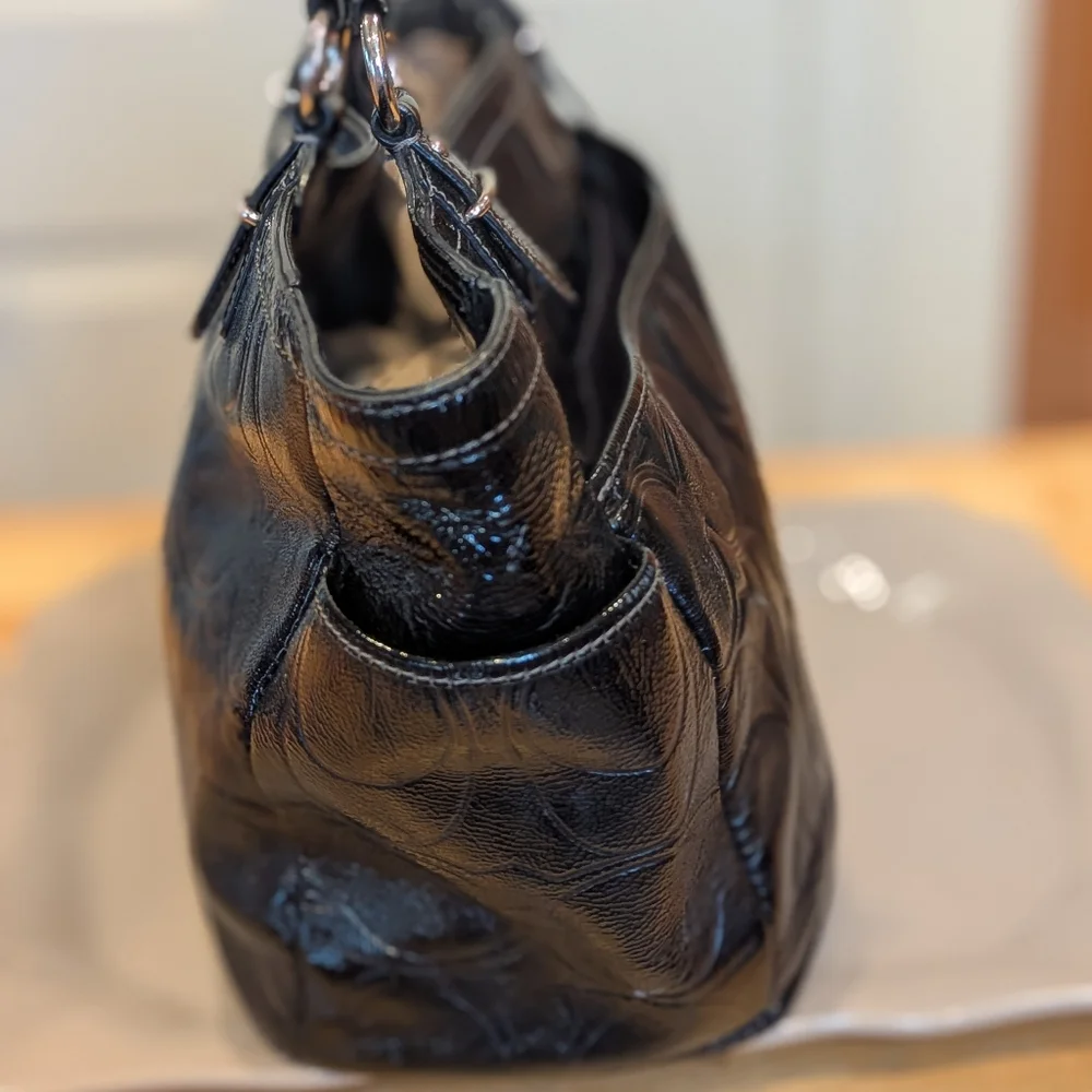 Coach Gallery Embossed Black Patent Leather Tote Bag EUC - Picture 7 of 11